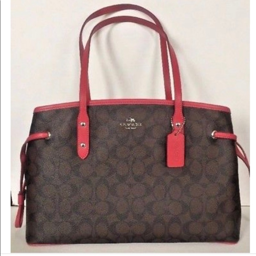 NWT💋 COACH 💋DRAWSTRING CARRYALL BAG BROWN ROUGE